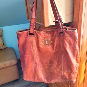 Fossil vintage leather tote bag
